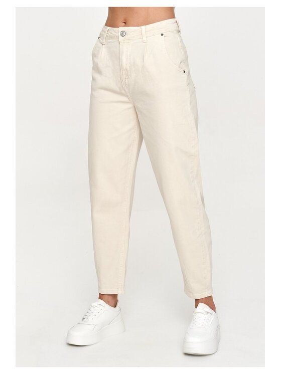Makadamia Makadamia Jeansy C31 Beżowy Baggy Fit