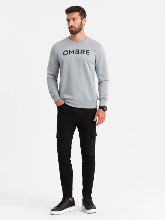 Ombre Ombre Mikina OM-SSPS-0181 Šedá Regular Fit