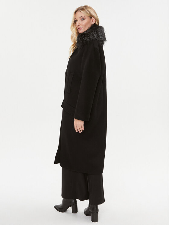 Elisabetta Franchi Elisabetta Franchi Vuneni kaput CP-44D-36E2-008339 Crna Regular Fit