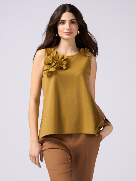 Oltre Oltre T-Shirt G327J004068N025 Zielony Slim Fit