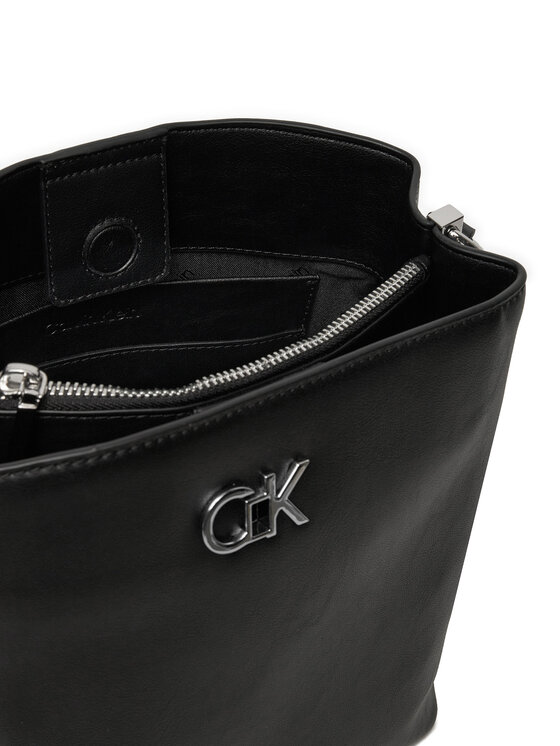 Calvin klein lock leather bucket bag clearance