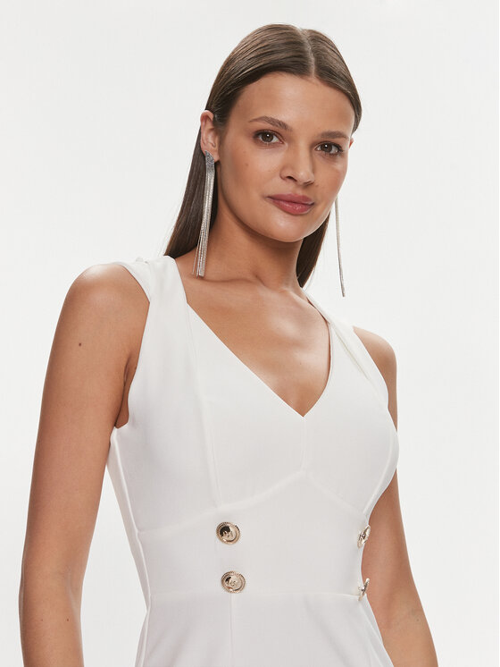 Rinascimento Rinascimento Koktejlové šaty CFC0019370002 Bílá Regular Fit