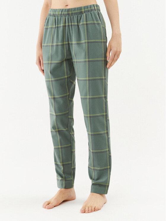 Triumph Pantaloni pijama Mix & Match Tapered Trouser Flannel 01 X 10216530 Verde Regular Fit
