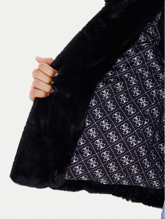 Guess Guess Кожено палто New Sophy W0BL0N WDCH0 Черен Regular Fit