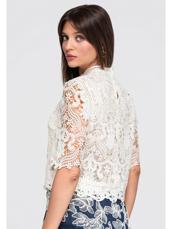 Ombre Ombre Bluzka OW-TS-E0044 Beżowy Loose Fit