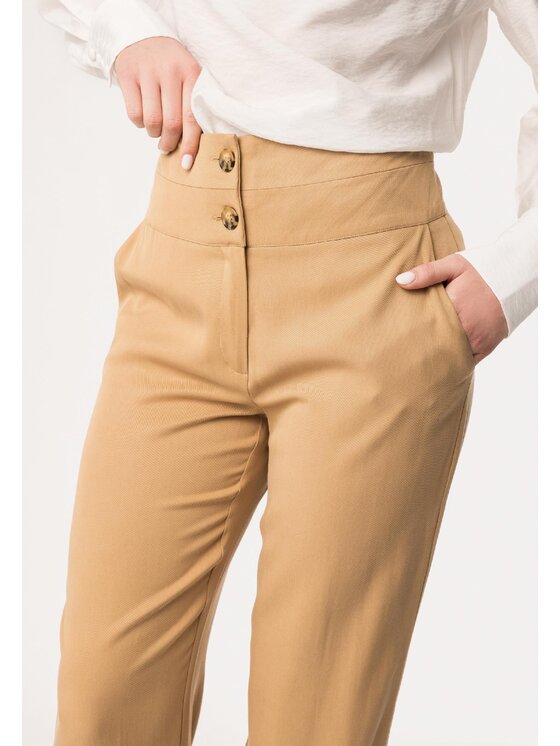 QUIOSQUE QUIOSQUE Kalhoty z materiálu QUIOSQUE 3UC004105 Béžová Regular Fit