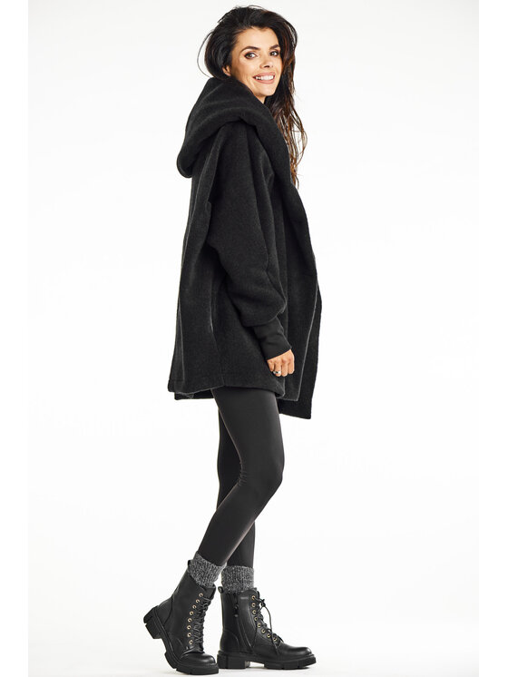 Awama Awama Płaszcz A681 Czarny Basic Fit