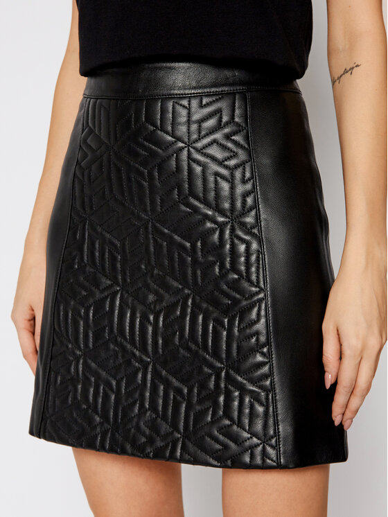 Tommy Hilfiger Kožená sukně Quilted WW0WW28678 Černá Regular Fit ...