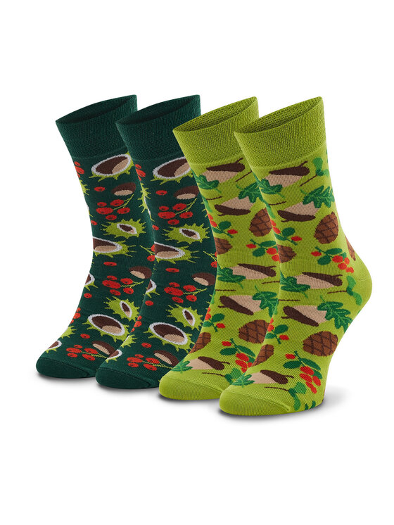 Zooksy Zooksy Zestaw 2 par wysokich skarpet unisex Mixtury Leśne Zielony