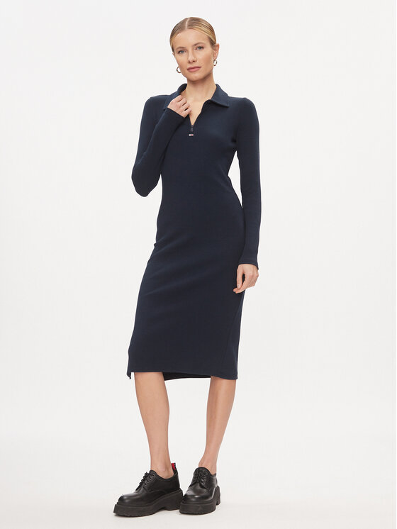 Tommy Jeans Tommy Jeans Rochie de zi DW0DW17259 Bleumarin Slim Fit