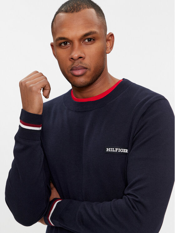 Tommy Hilfiger Tommy Hilfiger Sweater Global Stripe Crew Nk MW0MW33502 Sötétkék Regular Fit