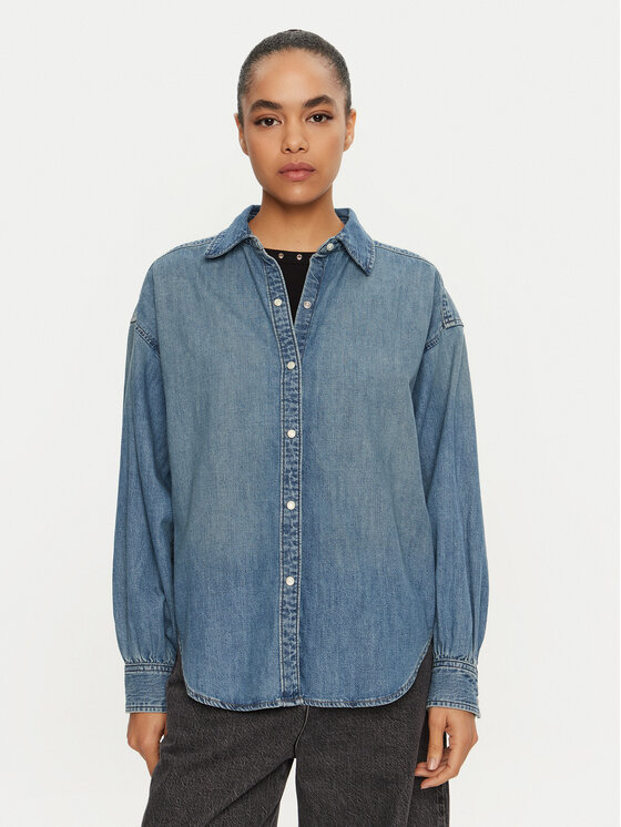 Wrangler džínsová košeľa Cool Girl 112356474 Modrá Regular Fit