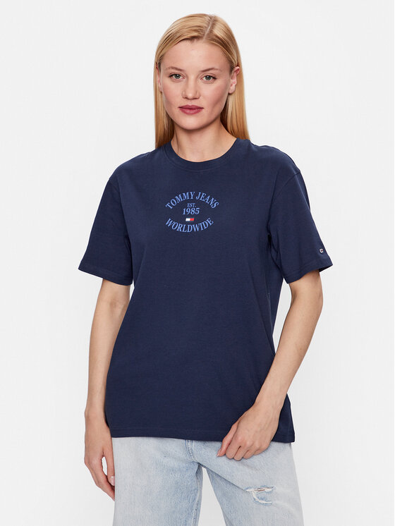 Tommy Jeans T-shirt DW0DW16147 Tamnoplava Relaxed Fit