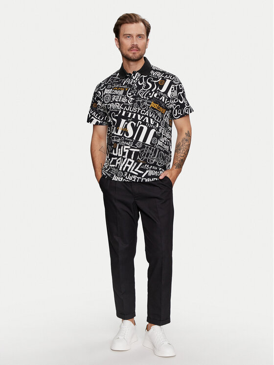 Just Cavalli Just Cavalli Polo 75OAG6R0 Czarny Regular Fit