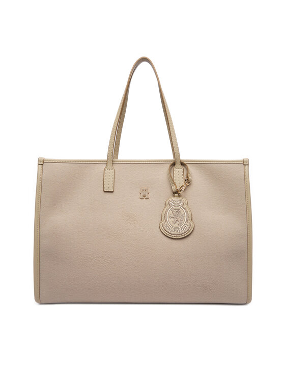 Tommy Hilfiger Tommy Hilfiger Geantă Th City Large Tote Melton AW0AW18215 Bej
