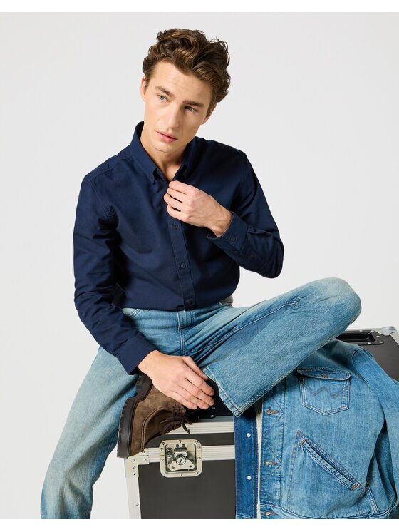 Wrangler Wrangler Koszula OXFORD SHIRT Czarny Regular Fit