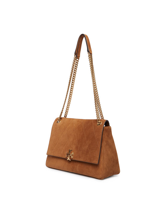 Tory Burch Tory Burch Torebka Charlie Quilted Suede Shoulder Bag 183357 Brązowy