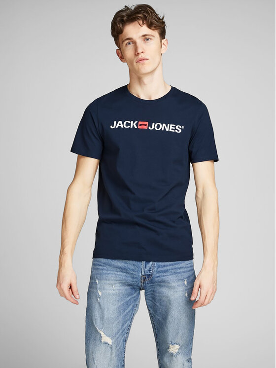 Jack&Jones Majica Corp Logo 12137126 Mornarsko Modra Slim Fit