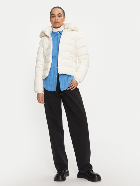 Tommy Hilfiger Tommy Hilfiger Пухено яке WW0WW43520 Екрю Regular Fit