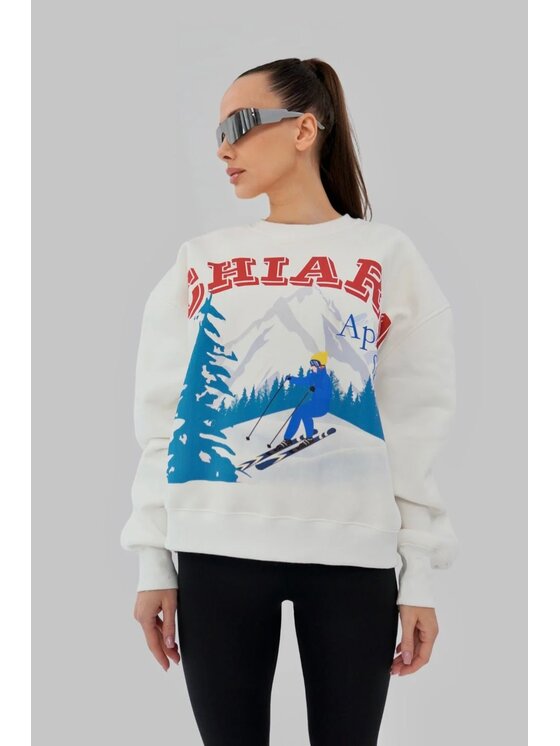 Chiara Wear Chiara Wear Bluza Bluza damska oversize APRES SKI Biały Oversize