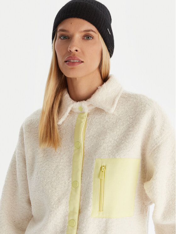 Roxy Roxy Polár kabát Chloe Kim Polar Shacket ERJPF03231 Ekru Regular Fit