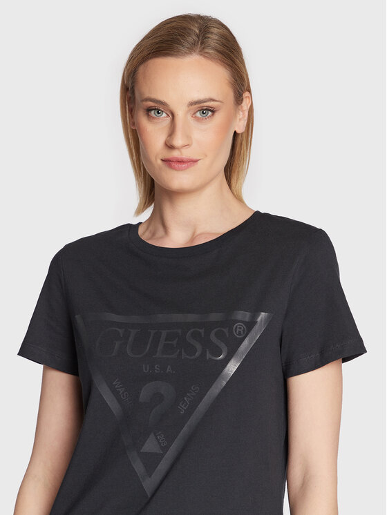 Guess Guess Tričko Adele V2YI07 K8HM0 Čierna Regular Fit