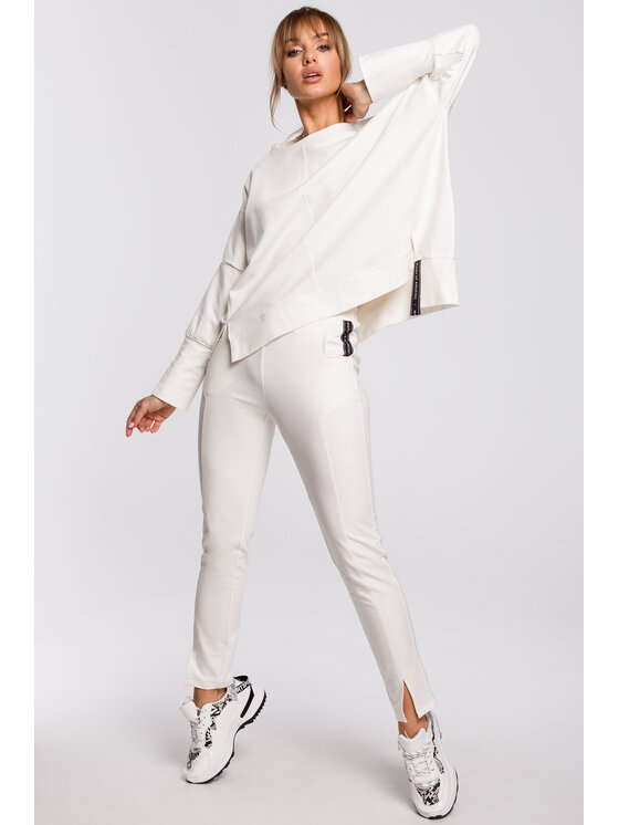 Made of Emotion Made of Emotion Pantaloni in maglia M493 Bianco Ahletic Fit