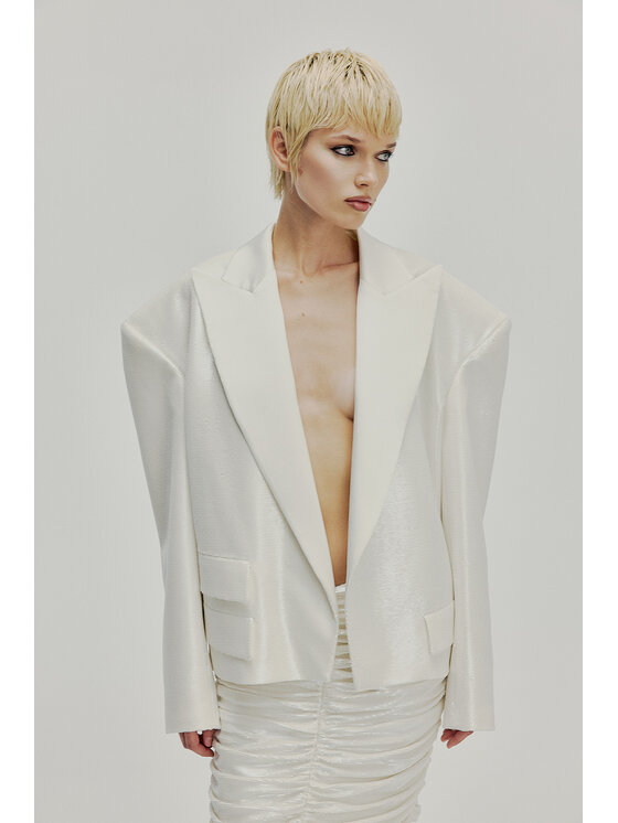 Epuzer Epuzer Marynarka Sequin blazer Biały Standard Fit