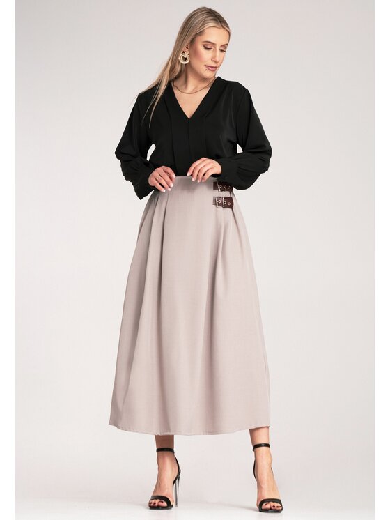 FIGL FIGL Trapézová sukňa M1156 Béžová Flared Fit