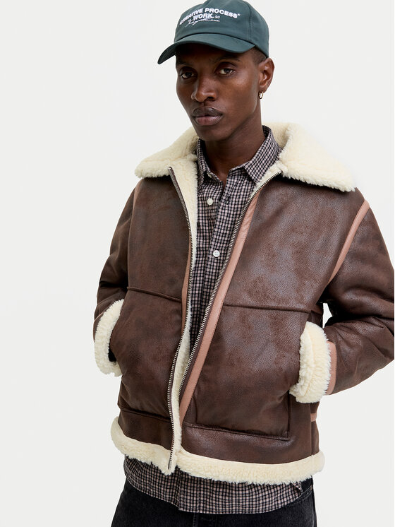 Jack&Jones Jack&Jones Μπουφάν από απομίμηση δέρματος Liverpool 12282948 Καφέ Regular Fit