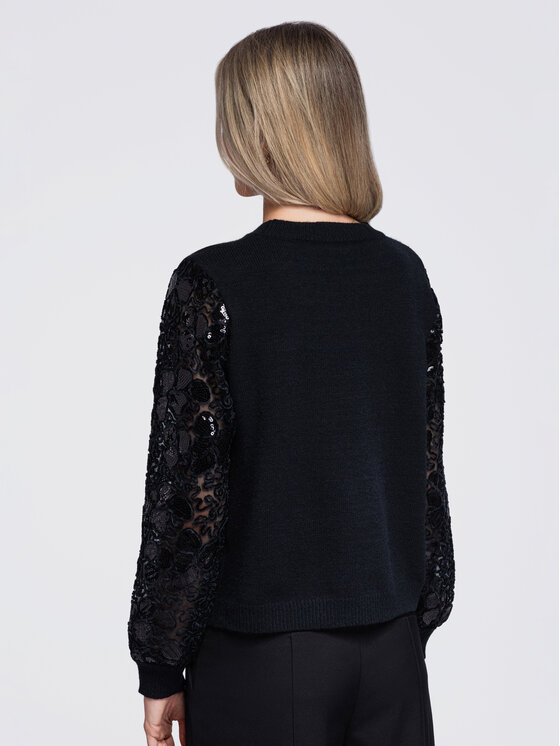 Ombre Ombre Sweter OW-SW-E0033 Czarny Regular Fit
