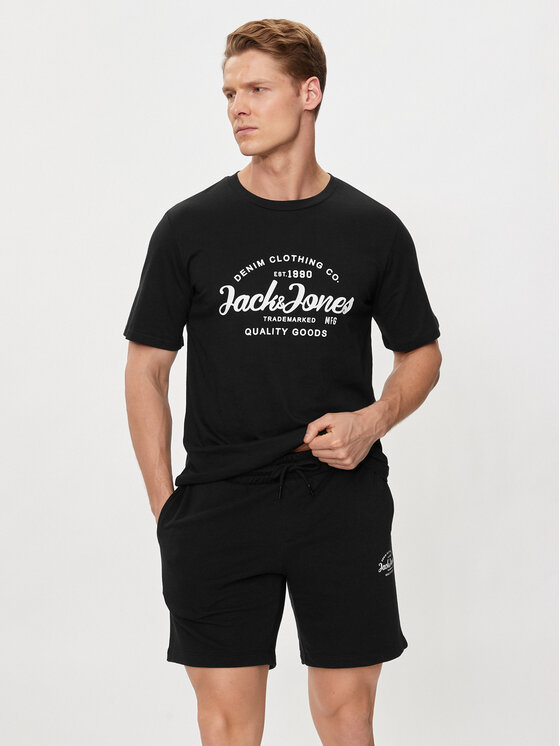 Jack&Jones Komplet majica in kratke hlače Forest 12256951 Črna Standard Fit