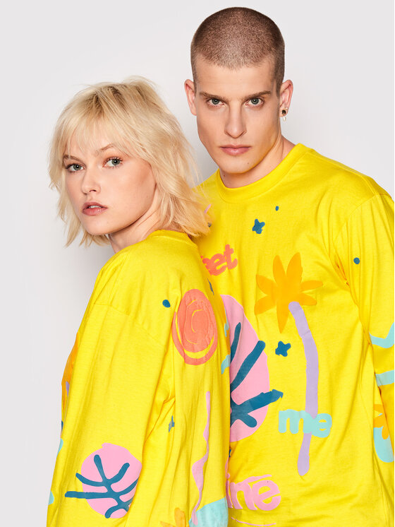 Market Market Longsleeve krekls Unisex Meet Me Offline 398000330 Dzeltens Regular Fit