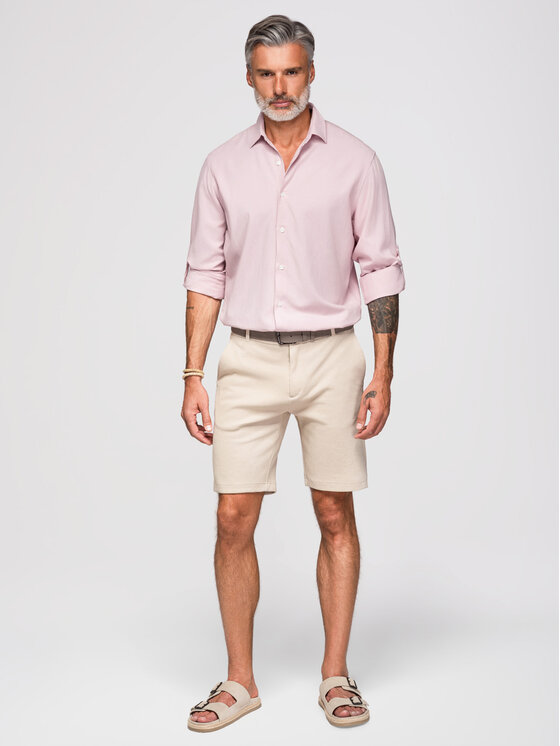 Ombre Ombre Koszula OM-SHCS-0190 Różowy jasny Regular Fit