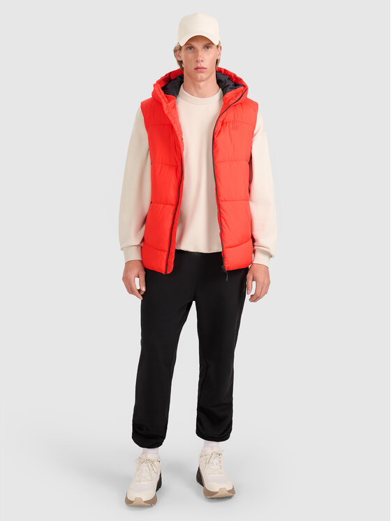 4F 4F Kamizelka MIDSHOP TEXTILE Czerwony Regular Fit