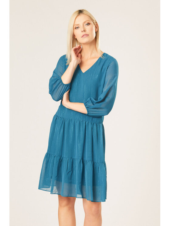 QUIOSQUE QUIOSQUE Každodenné šaty CHIFONTEATL DRESS Tyrkysová Regular Fit