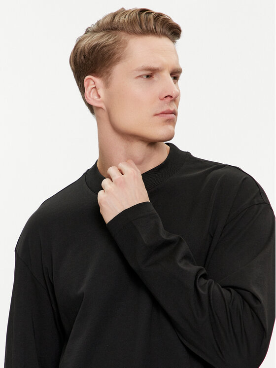HUGO Hugo Longsleeve Nallison 50509775 Czarny Regular Fit