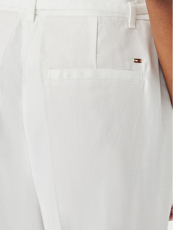 Tommy Hilfiger Tommy Hilfiger Riidest püksid WW0WW48884 Valge Wide Leg