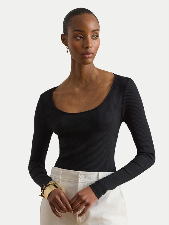 LAUREN RALPH LAUREN Bluză 200980145005 Negru Slim Fit