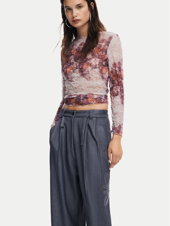 Desigual Desigual Auduma bikses Rin 24WWPW20 Pelēks Loose Fit