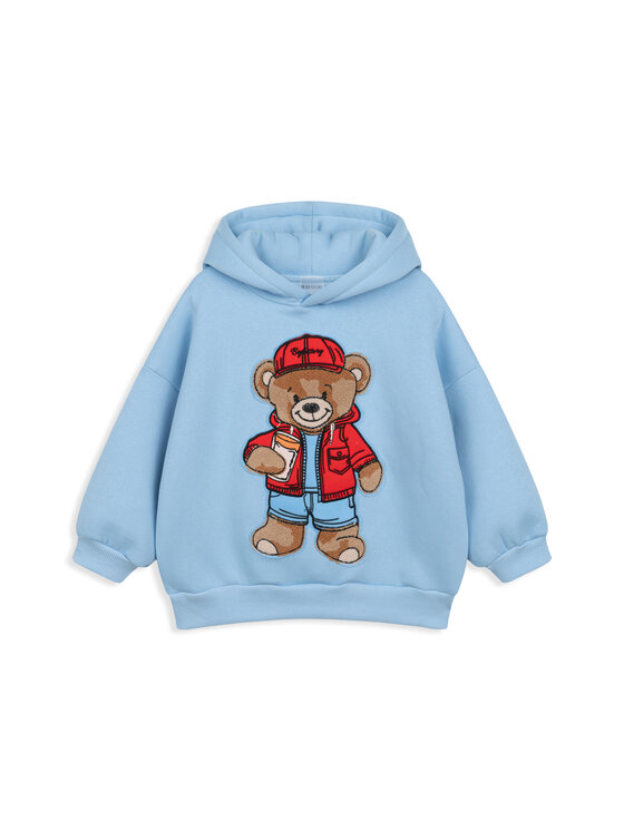 Bejbi Story Bejbi Story Bluza Bluza oversize Rodney Teddy z kapturem Błękitny Oversize