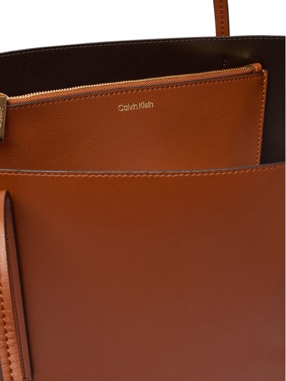 Calvin Klein Calvin Klein Дамска чанта Foil Logo Tote W/Pouch LV04F3274G Кафяв
