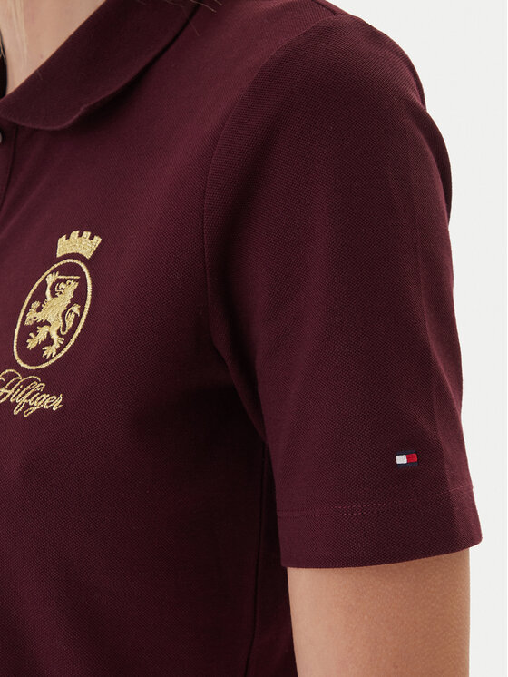 Tommy Hilfiger Tommy Hilfiger Polo särk Gold Crest WW0WW47315 Bordoopunane Regular Fit