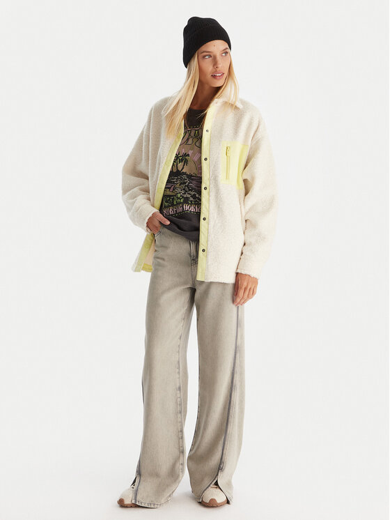 Roxy Roxy Полар Chloe Kim Polar Shacket ERJPF03231 Екрю Regular Fit
