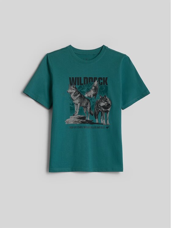 4F 4F T-Shirt 4FJKAW26TTSHM4455-46S Zielony Regular Fit