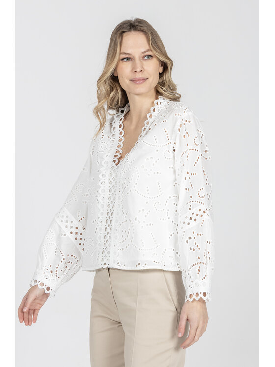 Deni Cler Milano Deni Cler Milano Bluzka T-DC-1429-F2-10-10-1 Biały Regular Fit