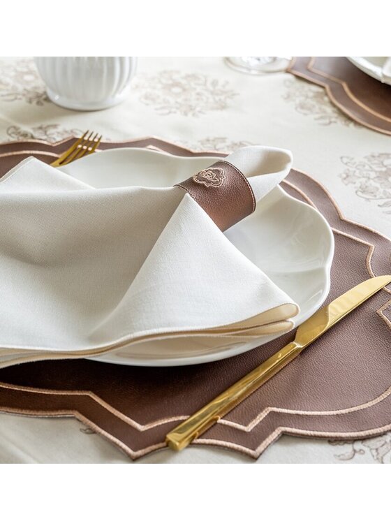 Roseberry Home Roseberry Home Obrączka na serwetki Heritage Cocoa Brązowy