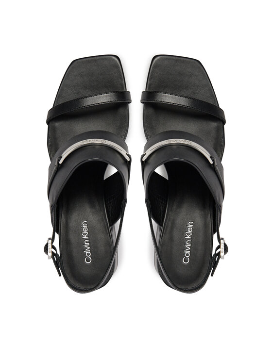 Calvin Klein Calvin Klein Sandały Heel Sandal 45 Met Bar Lth HW0HW02056 Czarny