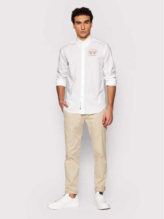 La Martina La Martina Πουκάμισο Poplin CCMC01 PP003 Λευκό Regular Fit