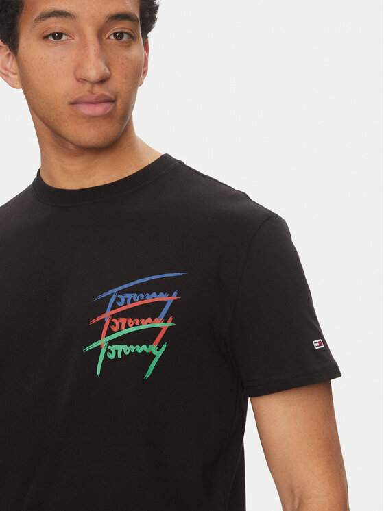 Tommy Jeans Tommy Jeans Tricou Twisted Signature DM0DM20771 Negru Regular Fit